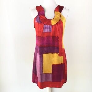 Laundry Shelli Segal 💯% silk cocktail party dress red purple sheath mini 2